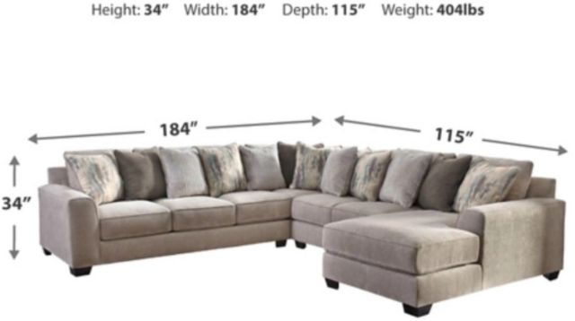 Benchcraft® Ardsley 4-Piece Pewter Right-Arm Facing Sectional and Chaise-1