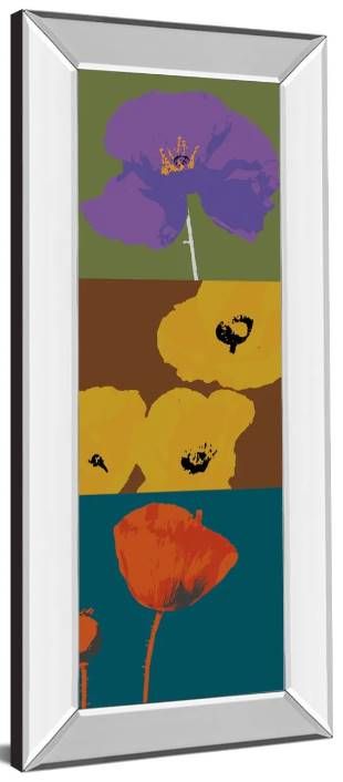 Classy Art Pop Poppies by Li-Legger, D 18x42 Mirrored Frame Wall Art-1