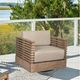 Armen Living Vivid Brown/Taupe Fabric/Wood Outdoor Swivel Chair-1