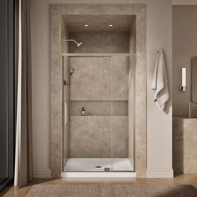 KOHLER Statement™ Anodized Brushed Nickel 76" x 42" - 48" Pivot Shower Door-3