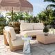 TOV Furniture Reavan Cream/Light Teak Fabric/Wooden Outdoor Lounge Chair-1