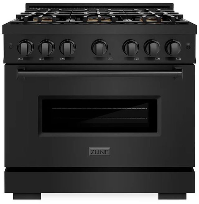 ZLINE 36" 5.2 cu. ft. Gas Range with 6 Burner DuoPro™ Cooktop and Convection Gas Oven in Black Stainless Steel -0