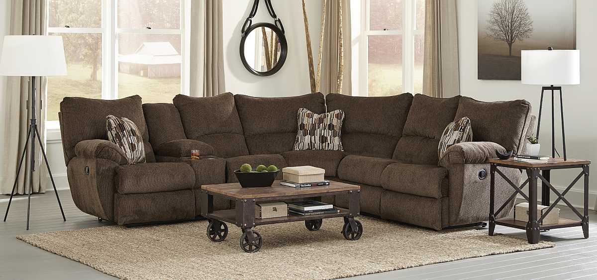 Catnapper Elliott 2 Piece Chocolate Lay Flat Reclining Sectional with 3 Recliners Western Living Furniture and Mattresses in Vernal UT