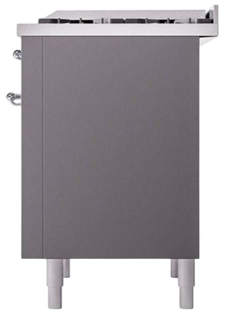 Ilve® Nostalgie II Noblesse 36'' Graphite Matte Pro Style Dual Fuel Range with Chrome Trim-3