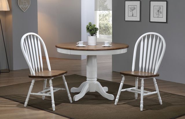 Winners Only® Pacifica Rustic Brown Top Round Dining Table with White Base-1
