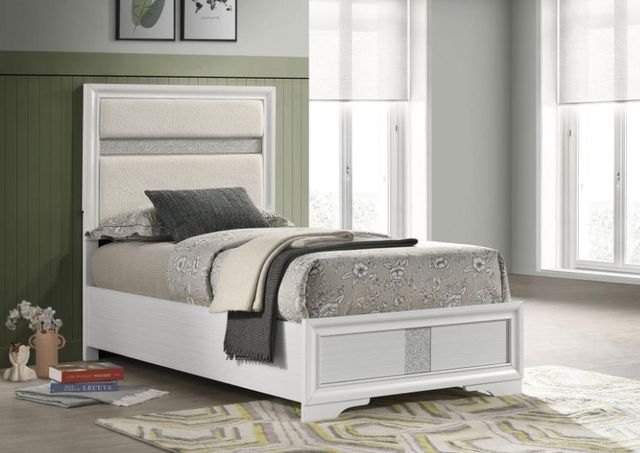 Coaster® Miranda White Twin Upholstered Panel Bed -3