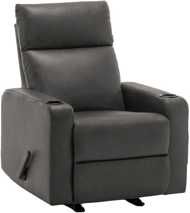 Monarch Specialties Inc. Grey 31" Faux Leather Manual Reclining Rocker Chair with Cupholders-0