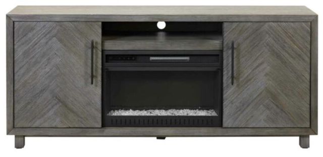 Martin Furniture Palisades Brushed Gray Fireplace TV Stand-2