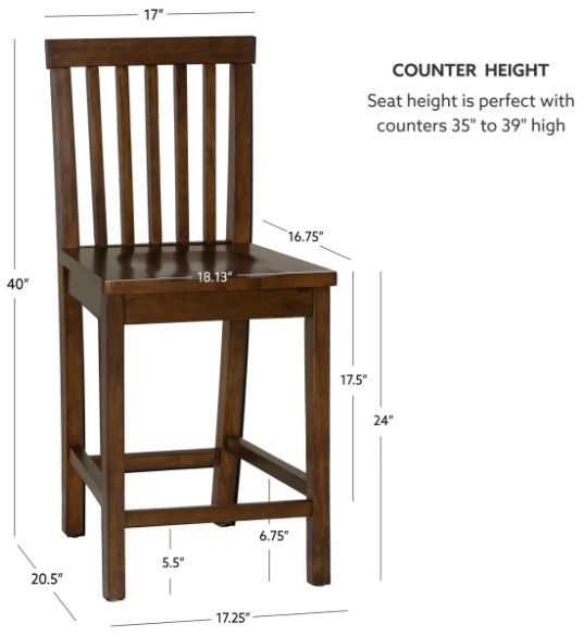 Linon Tory 2-Piece Walnut Counter Stool Set-2