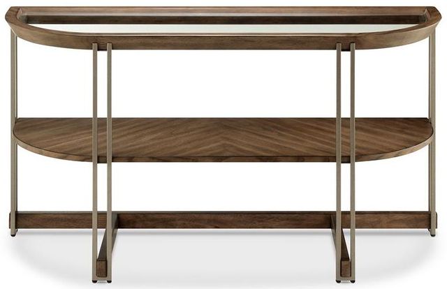Magnussen Home® Elora Glass Top Demilune Sofa Table with Walnut  Frame -1