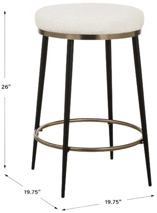 Uttermost® Ensemble Cream/Matte Black Counter Stool-2