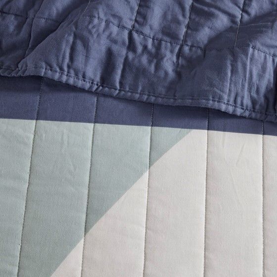 Olliix by Albany Reversible Aqua King/California King Cotton Printed Coverlet Set-4
