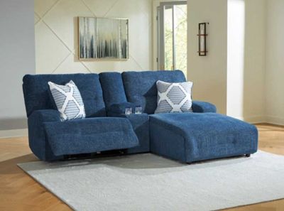 Signature Design by Ashley Acklen Place 3-Piece Navy Right-Arm Facing Power Reclining Sectional Sofa and Chaise Signature Design by Ashley Acklen Place 3-Piece Navy Right-Arm Facing Power Reclining Sectional Sofa and Chaise