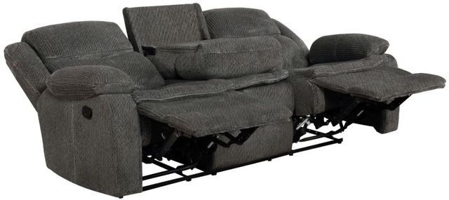 Coaster® Jennings Charcoal Upholstered Motion Sofa with Drop-Down Table-1
