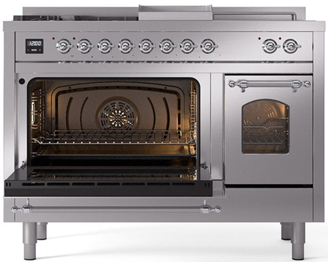 Ilve® Nostalgie II Series 48" Stainless Steel Pro Style Dual Fuel Range-2