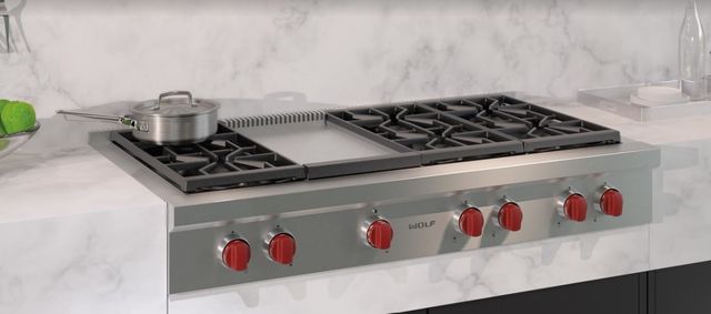 Wolf 48 Inch Liquid Propane Stainless Steel Rangetop with Griddle