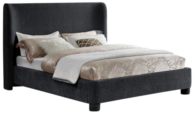 Meridian Furniture Penny Black Full Chenille Fabric Upholstered Panel Bed-0