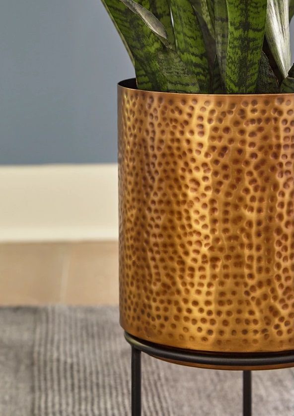 Signature Design by Ashley® Donisha 2-Piece Antique Brass Planter Set-2