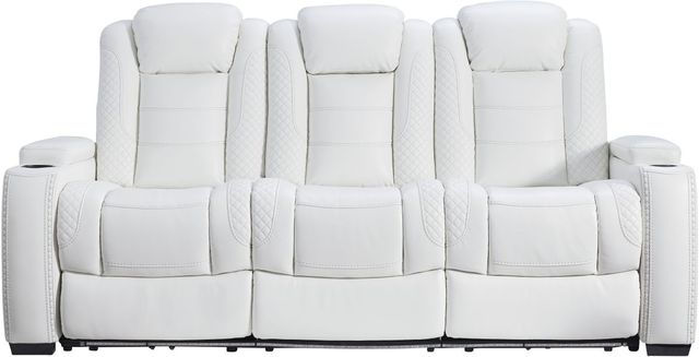 Signature Design by Ashley® Party Time White Power Reclining Sofa-1