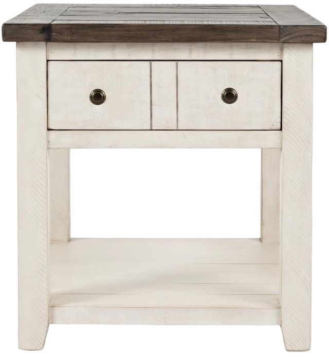 Jofran Inc. Madison County Barnwood End Table with Vintage White Base-3