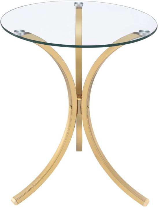 Coaster® Eloise Glass Top Side Table with Gold Metal Base-1