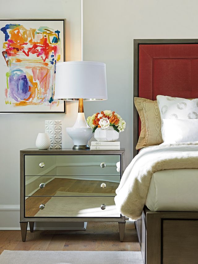Lexington Home Ariana Divonne Gray Mirrored Nightstand-1