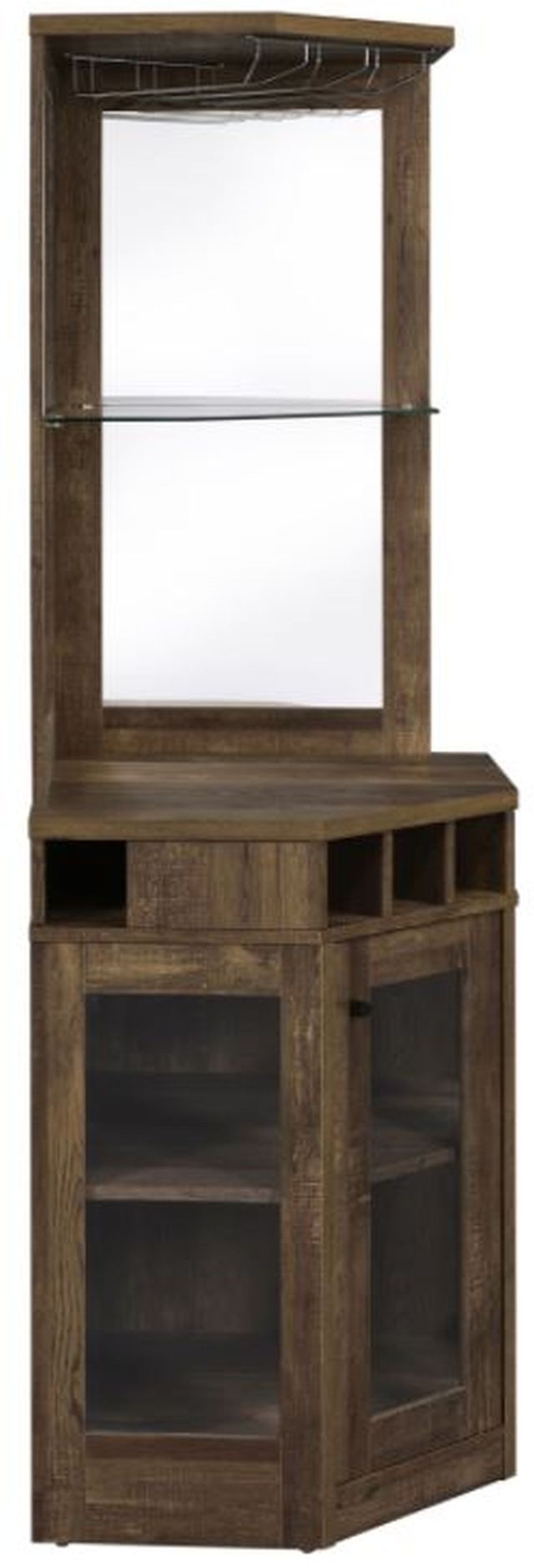 Coaster® Alviso Rustic Oak Corner Bar Cabinet with Stemware Rack-3