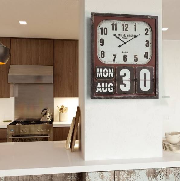 YHD Rusted Red/White Wall Clock-1