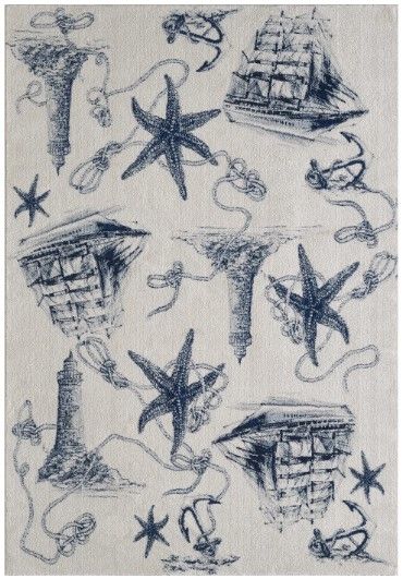 KAS Rugs Stella Ivory/Navy Coast 5'x8' Area Rug-0