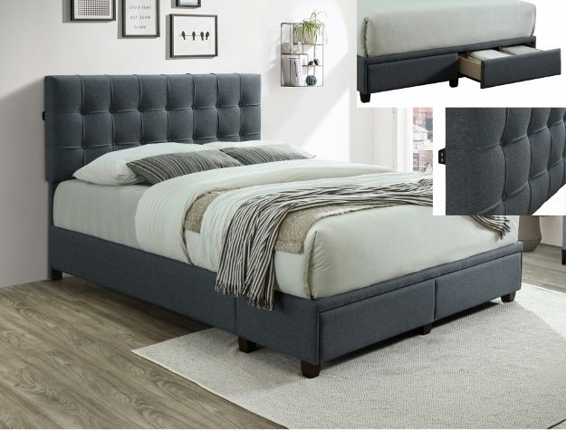 Crown Mark Antoine Grey Platform Bed With USB-1