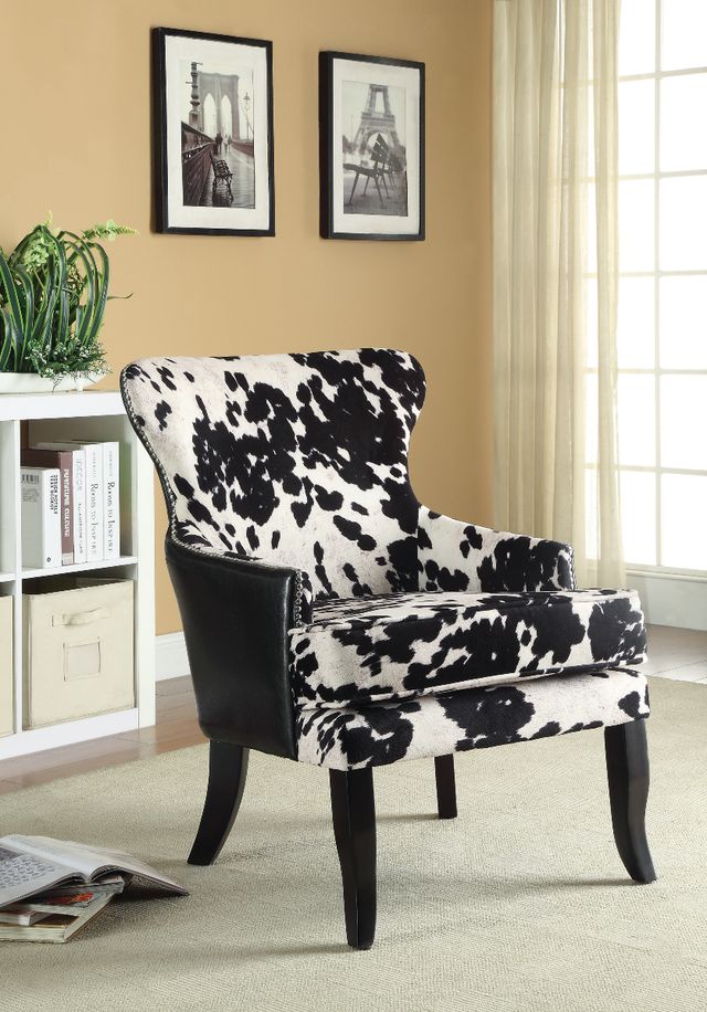 Coaster® Trea Black/White Cowhide Print Accent Chair-1