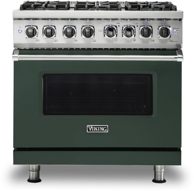Viking® 5 Series 36" Blackforest Green Pro Style Dual Fuel Natural Gas Range-0