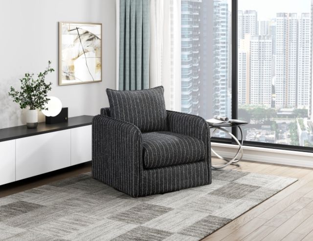 Homelegance® Pinstripe Black/White Swivel Chair-1
