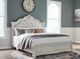 Benchcraft® Montelaine Antique White King Upholstered Panel Bed-5