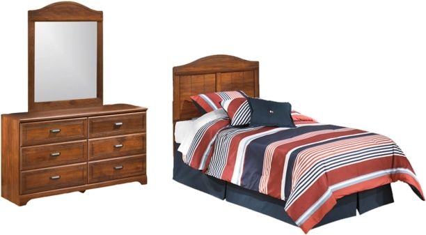 Signature Design by Ashley® Barchan 3-Piece Medium Brown Twin Youth Panel Headboard Bed Set-0