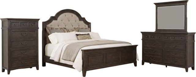 Liberty Furniture Paradise Valley 4-Piece Flax Tweed/Saddle Brown King Upholstered Bedroom Set-0