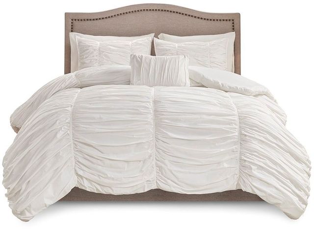 Olliix by Madison Park White Queen Delancey Comforter Set-0