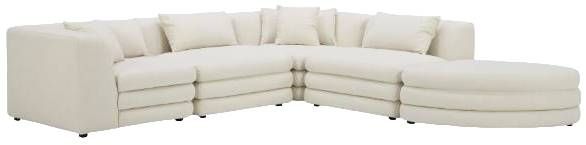 Moe's Home Collection Lowtide Alcove 5-Piece Warm White L-Shaped Modular Sectional and Ottoman-0