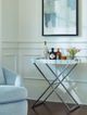 Century® Compositions White Tray Table with Pewter Base-4