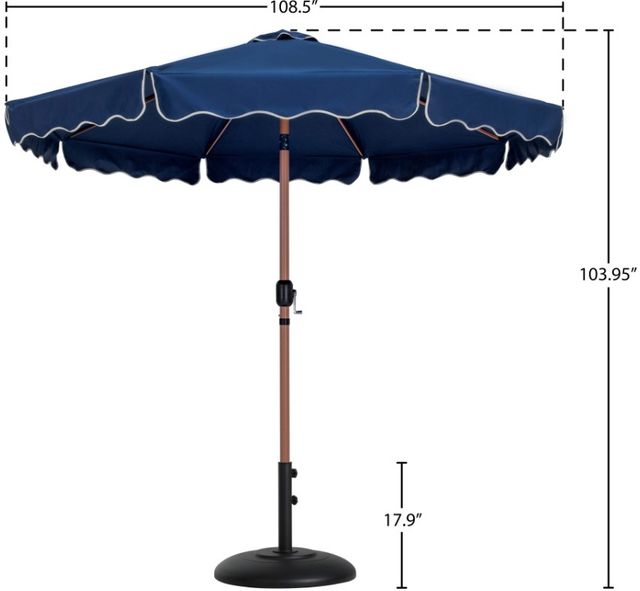 Meridian Furniture Amalfi Navy Aluminum Outdoor Patio Umbrella with Round Base-2