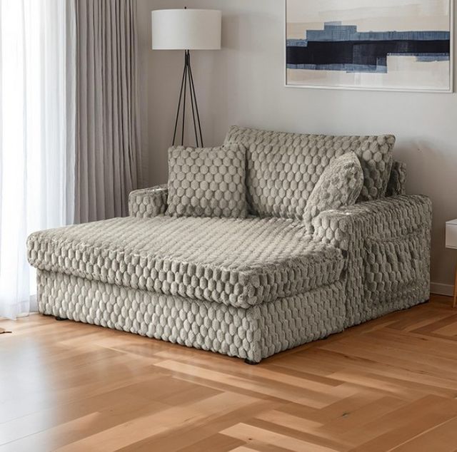Furniture of America® Ferryhill Light Brown Arm Chaise-1