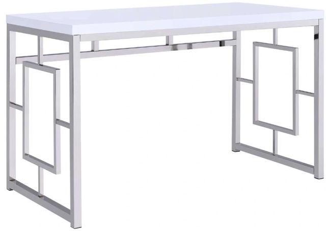 Steve Silver Co. Alize White Desk with Chrome Base-0