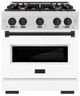 ZLINE Classic Autograph Edition 30" Satin Stainless Steel Pro Style Gas with White Matte Door and Matte Black Accents-0