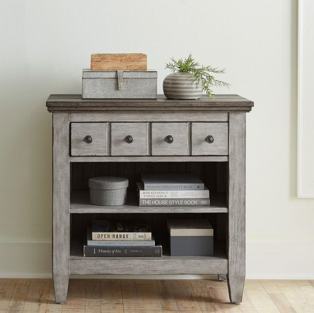Liberty Furniture Heartland Antique White/Tobacco Nightstand With Charging Station-1