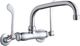 Elkay Chrome Foodservice 3-8" Adjustable Centers Wall Mount Faucet with 8" Arc Tube Spout and 6" Wristblade Handles-0