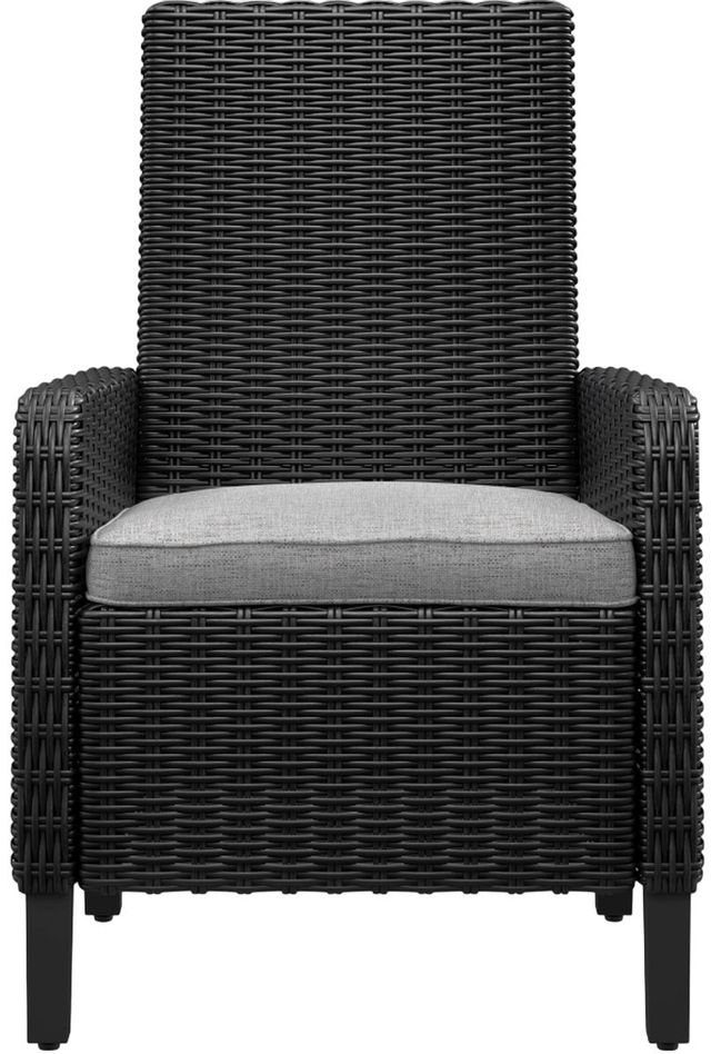 CLOSEOUT Signature Design by Ashley® Beachcroft 2-Piece Black/Light Gray Fabri/Resin Outdoor Dining Arm Chair with Cushion-3
