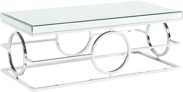 Elements International Pearl Glass Top Coffee Table With Chrome Base-0