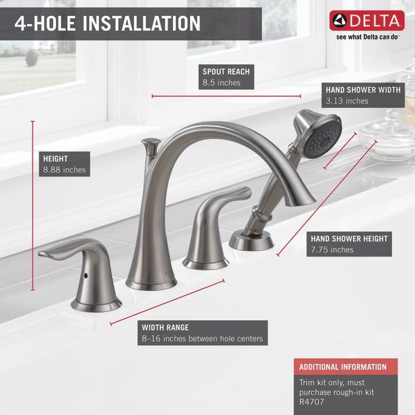 Delta Lahara® Stainless Roman Tub with Hand Shower Trim-1