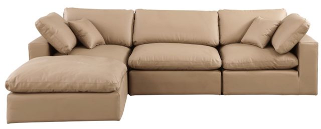 Meridian Furniture Comfy 4-Piece Tan L-Shape Vegan Leather Sectional -1