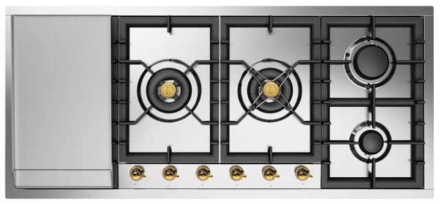 Ilve® Nostalgie II 48'' Stainless Steel Liquid Propane Gas Cooktop with Griddle-0